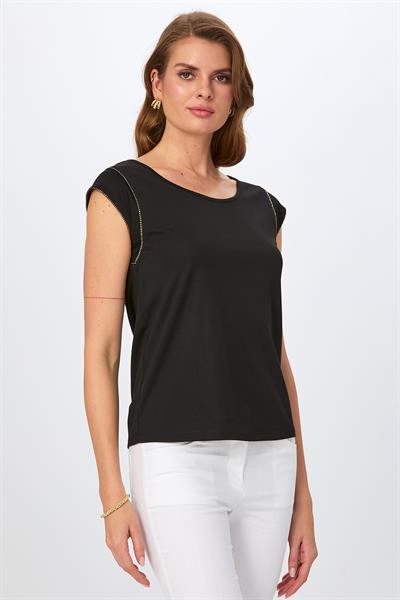Yuvarlak Yaka Sim Şerit Detaylı Bluz 026-1020