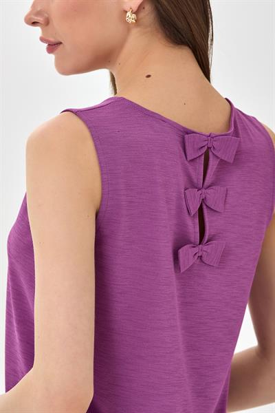 Yuvarlak Yaka Sırtı Fiyonk Detaylı Bluz 025-1023