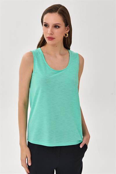 Yuvarlak Yaka Sırtı Fiyonk Detaylı Bluz 025-1023