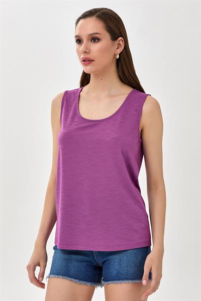 Yuvarlak Yaka Sırtı Fiyonk Detaylı Bluz 025-1023