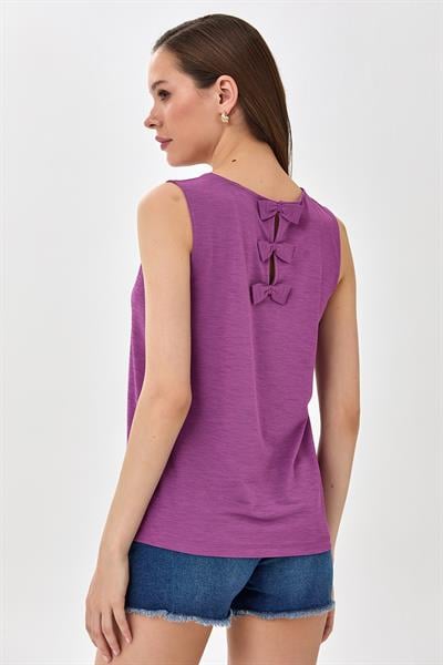 Yuvarlak Yaka Sırtı Fiyonk Detaylı Bluz 025-1023