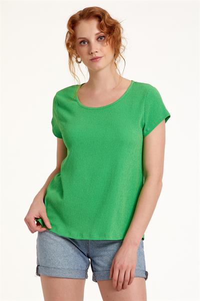 Yuvarlak Yaka Sırtı Halka Detaylı Bluz 023-1051