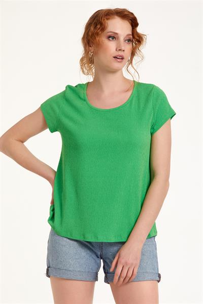 Yuvarlak Yaka Sırtı Halka Detaylı Bluz 023-1051