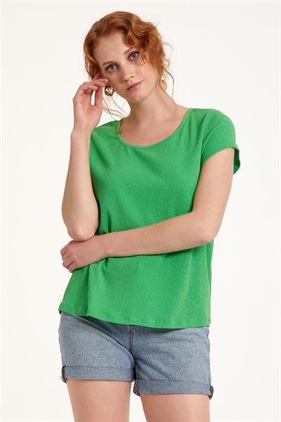 Yuvarlak Yaka Sırtı Halka Detaylı Bluz 023-1051