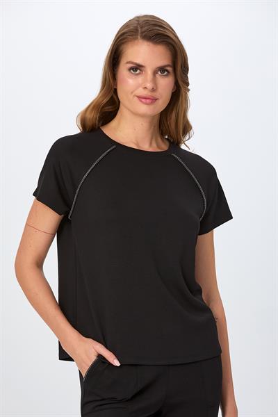 Yuvarlak Yaka Taş Şerit Detaylı S-Shirt 026-2110