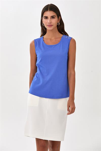 Yuvarlak Yaka Omuzu Çıtçıt Detaylı Bluz 025-1040