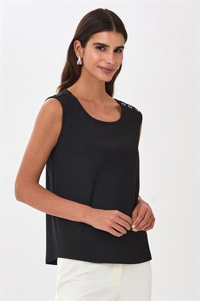 Yuvarlak Yaka Omuzu Çıtçıt Detaylı Bluz 025-1040