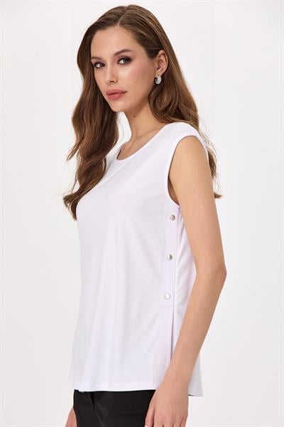 Yuvarlak Yaka Yanı Çıtçıt Detaylı Bluz 025-1000