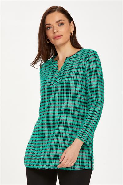 Yuvarlak Yaka Yarım Patlı Triko Bluz 234-1736