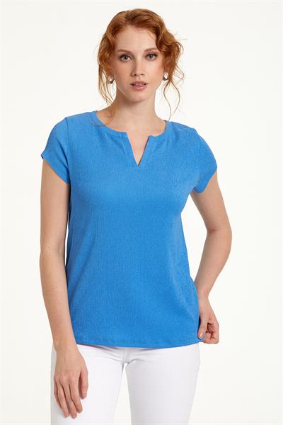 Yuvarlak Yakalı Mini Patlı Bluz 023-1063