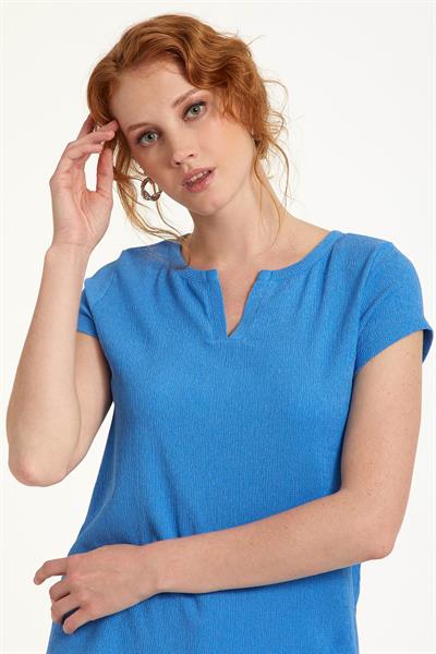 Yuvarlak Yakalı Mini Patlı Bluz 023-1063