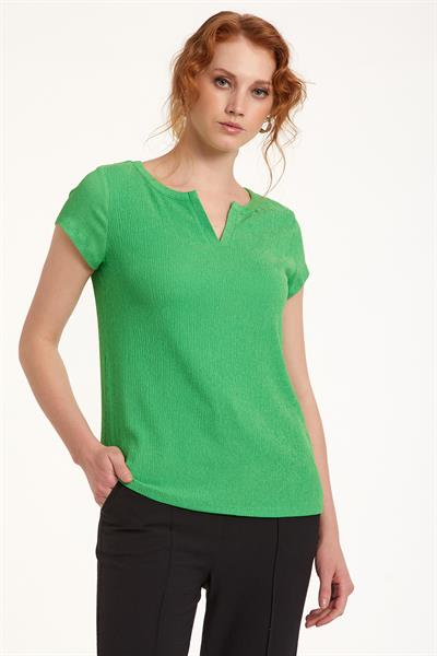 Yuvarlak Yakalı Mini Patlı Bluz 023-1063