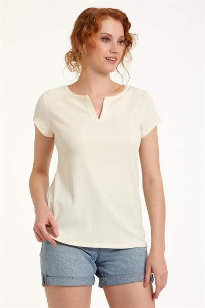 Yuvarlak Yakalı Mini Patlı Bluz 023-1063