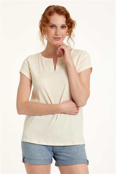 Yuvarlak Yakalı Mini Patlı Bluz 023-1063