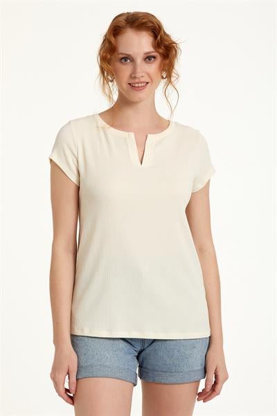 Yuvarlak Yakalı Mini Patlı Bluz 023-1063