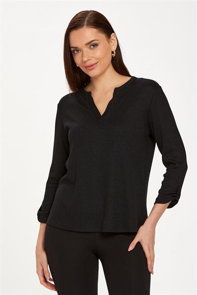 Yuvarlak Yakalı Mini Patlı Kaşkorse Bluz 234-1726