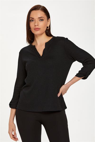 Yuvarlak Yakalı Mini Patlı Kaşkorse Bluz 234-1726