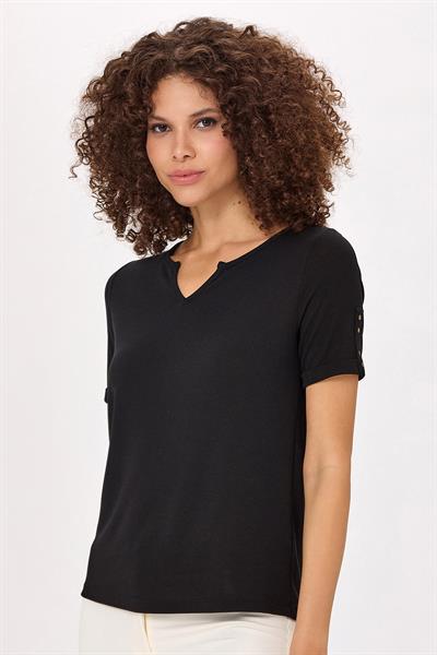 Yuvarlak Yakalı Mini Patlı Kısa Kol Bluz 025-1009