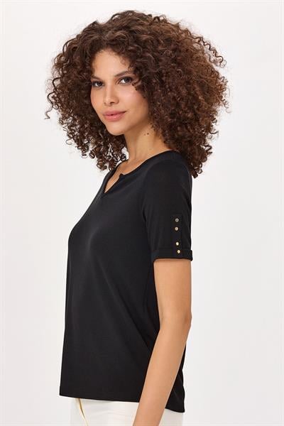 Yuvarlak Yakalı Mini Patlı Kısa Kol Bluz 025-1009