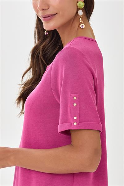 Yuvarlak Yakalı Mini Patlı Kısa Kol Bluz 025-1009