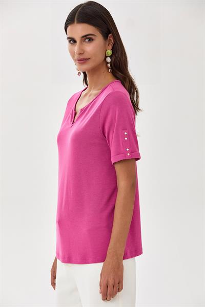 Yuvarlak Yakalı Mini Patlı Kısa Kol Bluz 025-1009