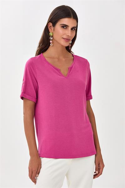 Yuvarlak Yakalı Mini Patlı Kısa Kol Bluz 025-1009