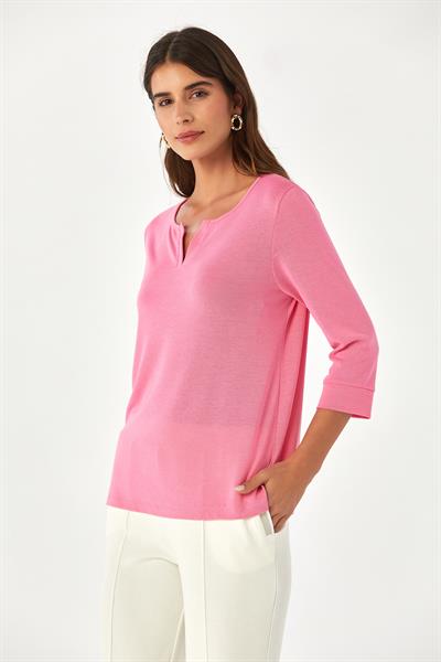 Yuvarlak Yakalı Mini Patlı Truvakar Kol Bluz 024-1016
