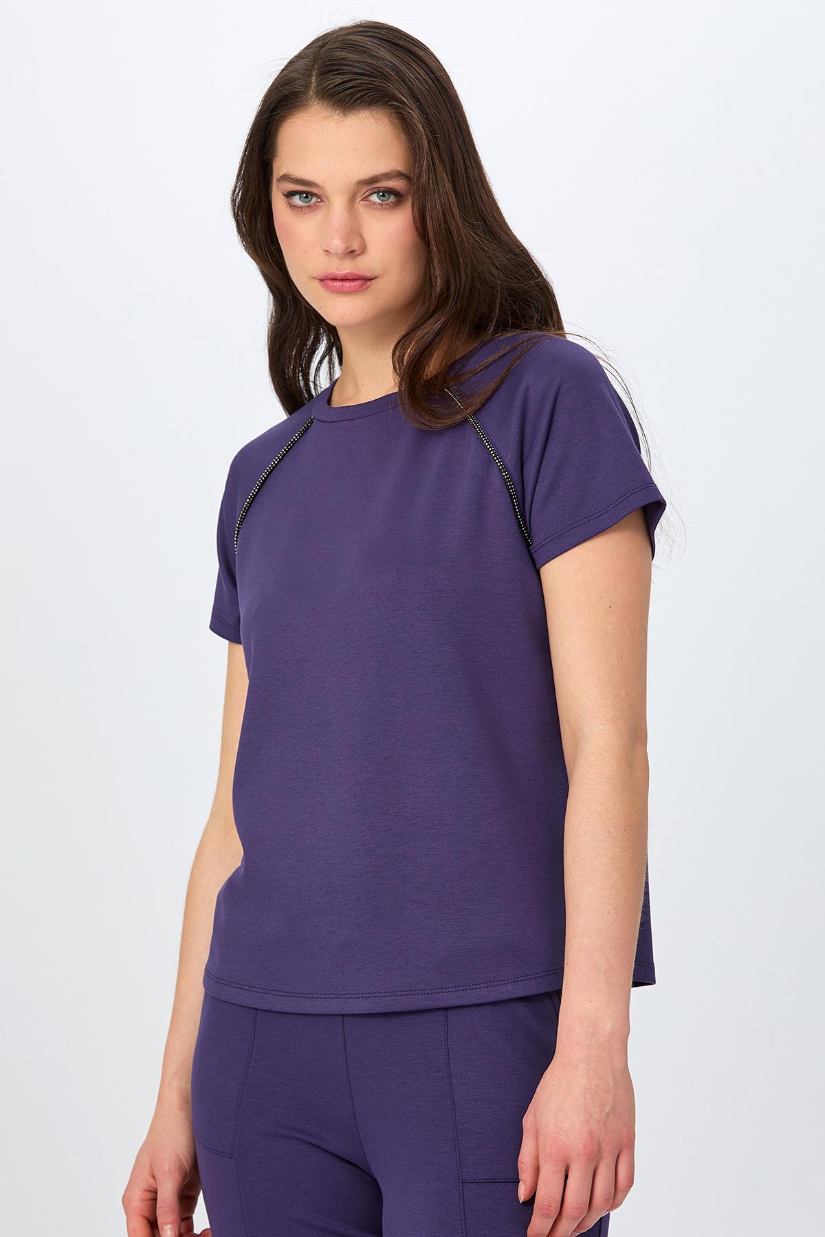Yuvarlak Yaka Taş Şerit Detaylı S-Shirt 026-2110 · 6