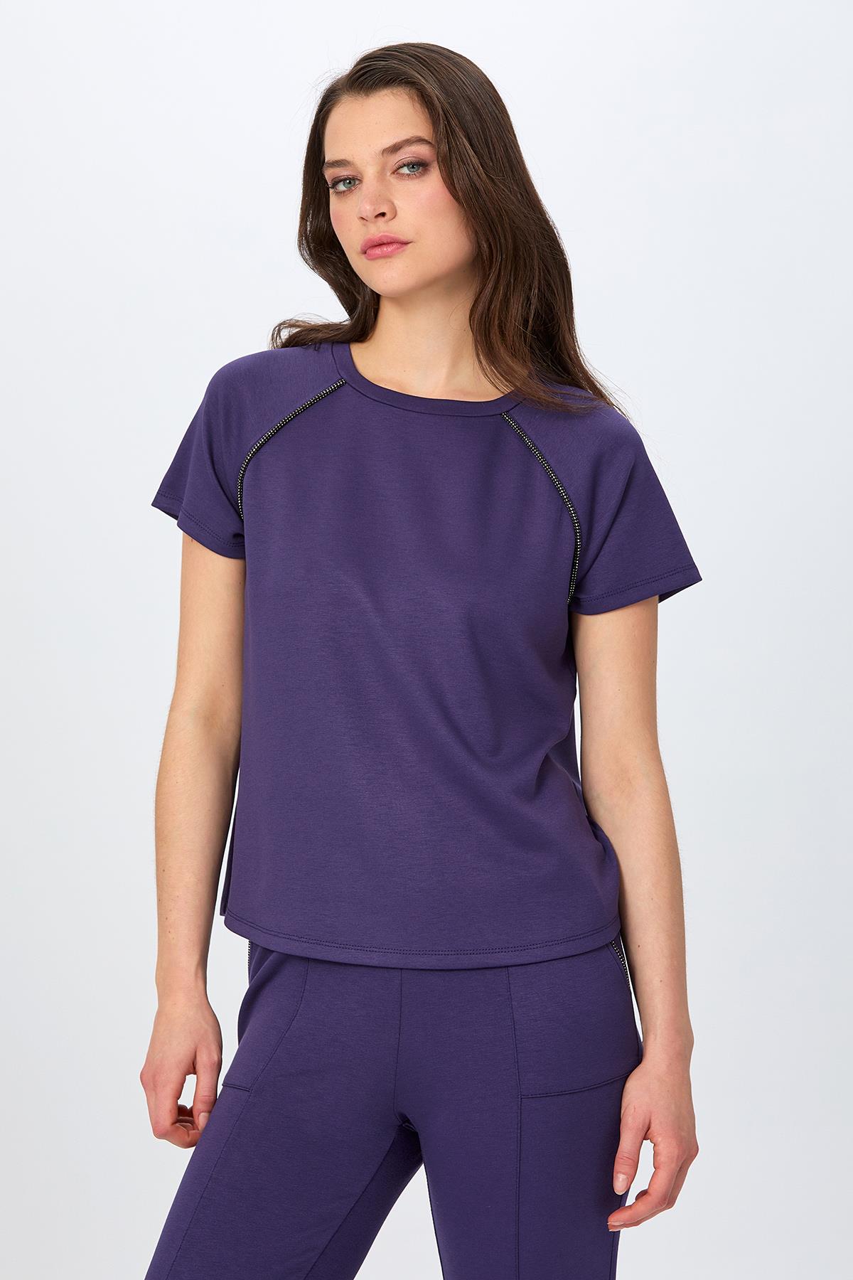 Yuvarlak Yaka Taş Şerit Detaylı S-Shirt 026-2110 · 5