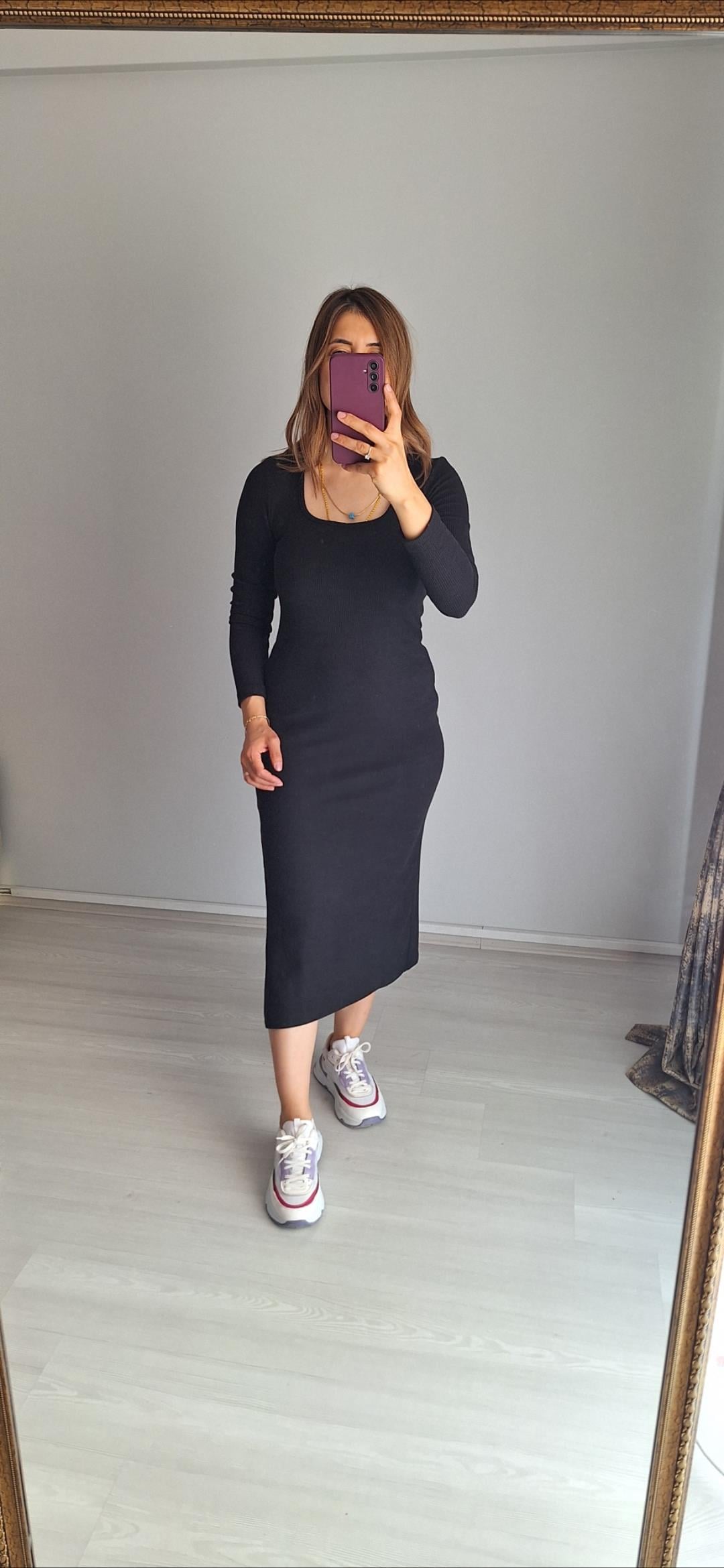 Fitilli Kumaş Basic Elbise