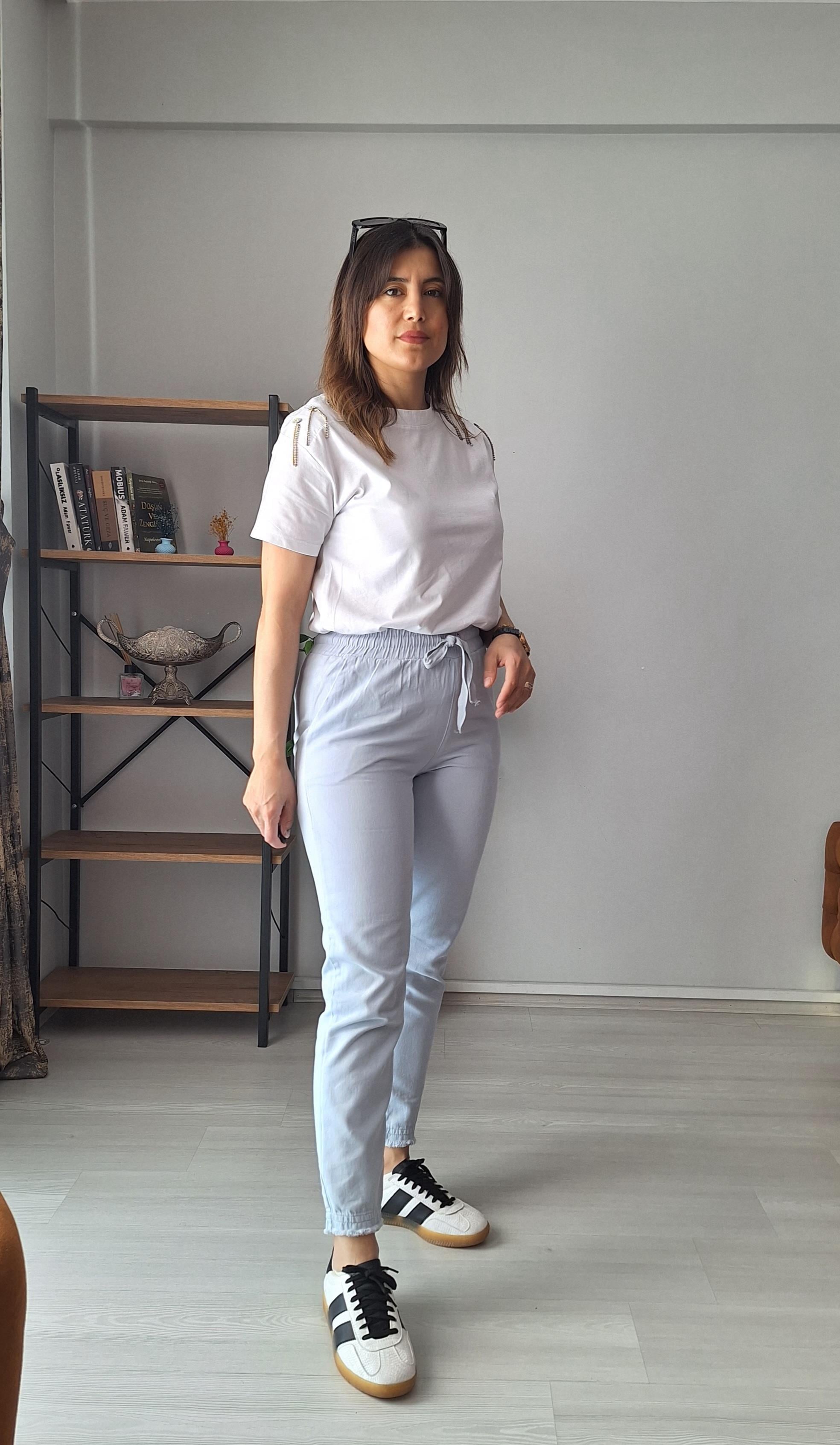 Gabardin Pantolon Buz mavi