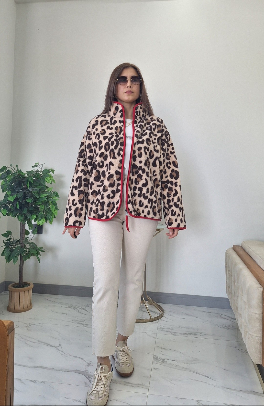 LEOPAR DESEN PELÜŞ CEKET