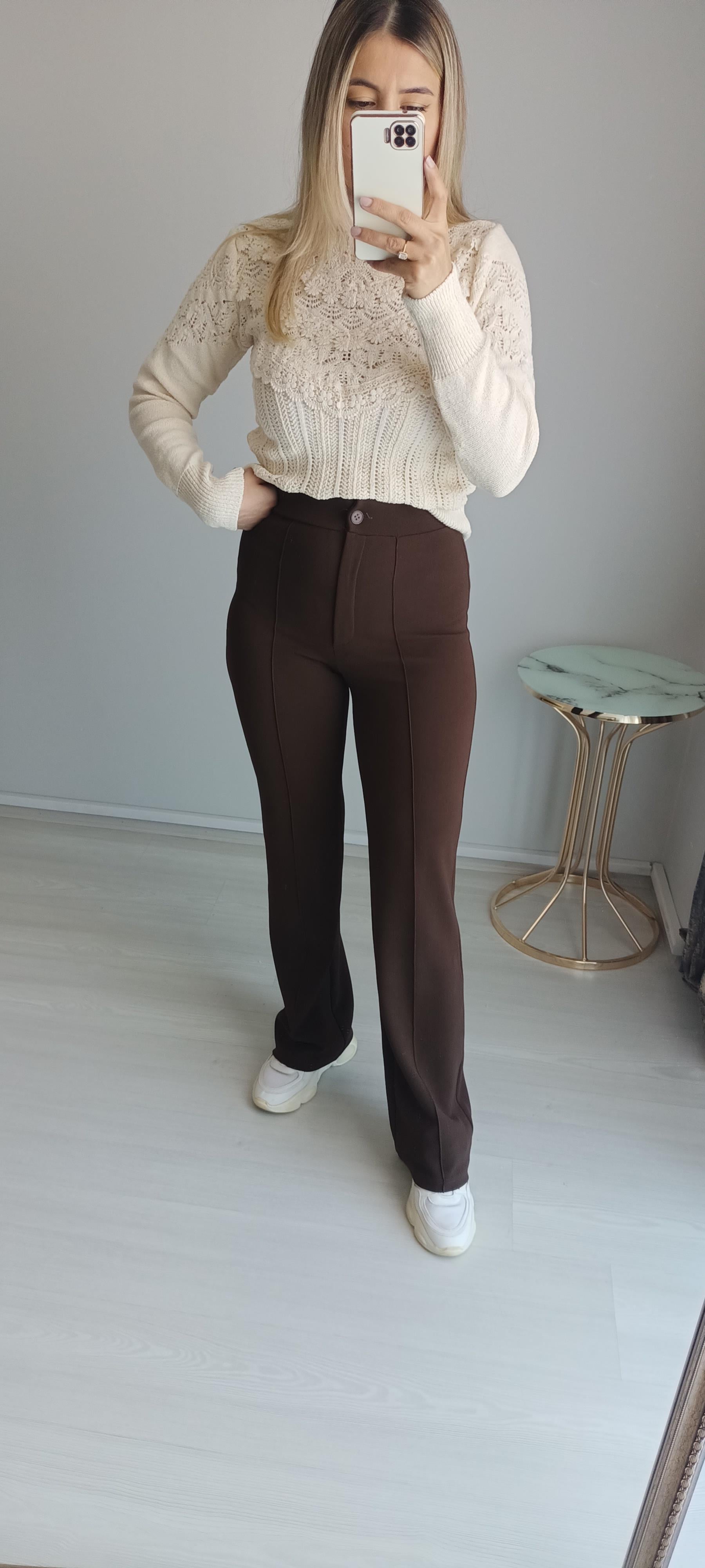 Likrali crep kumas pantolon