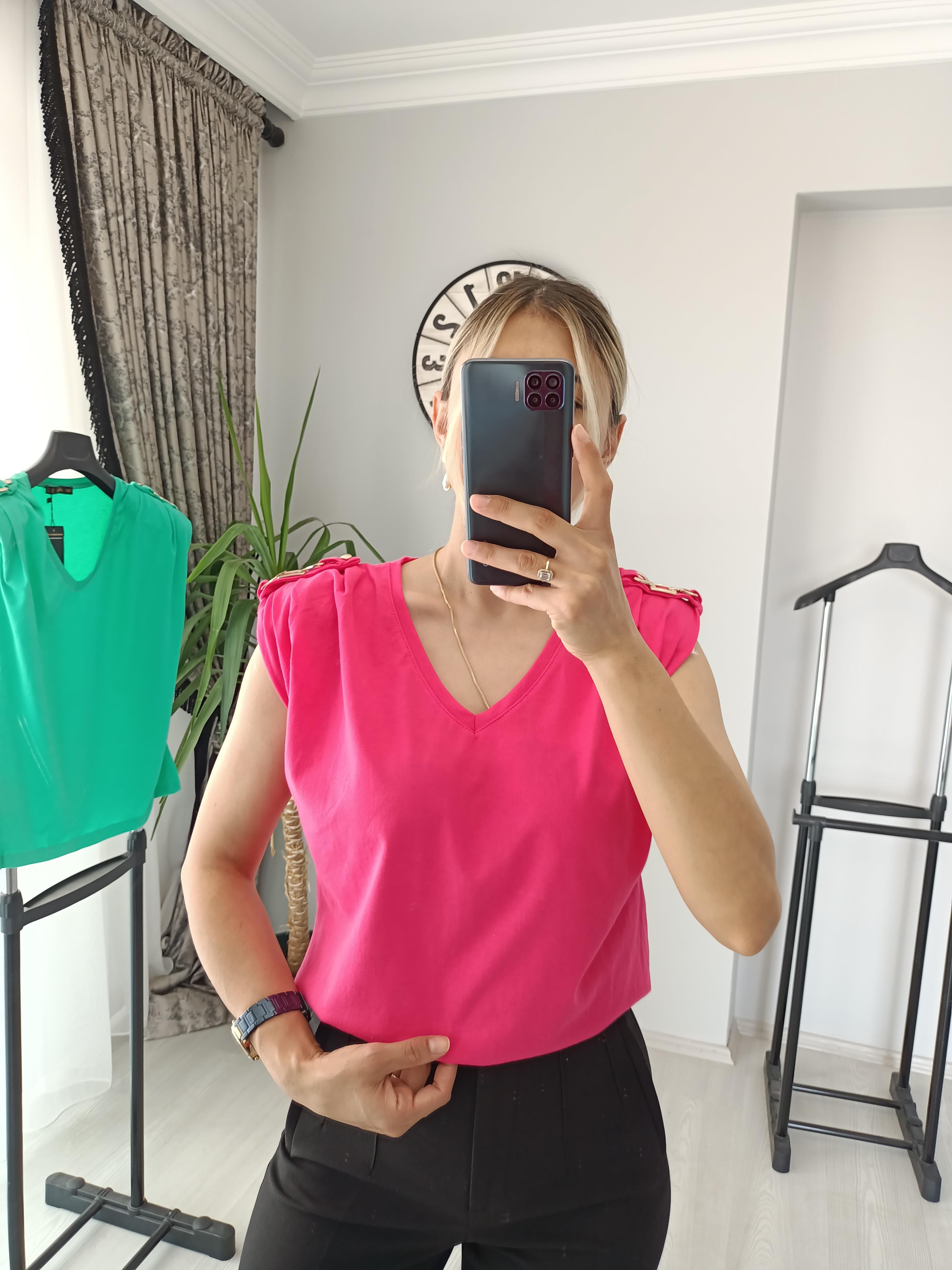 Vatkali tişört pembe 