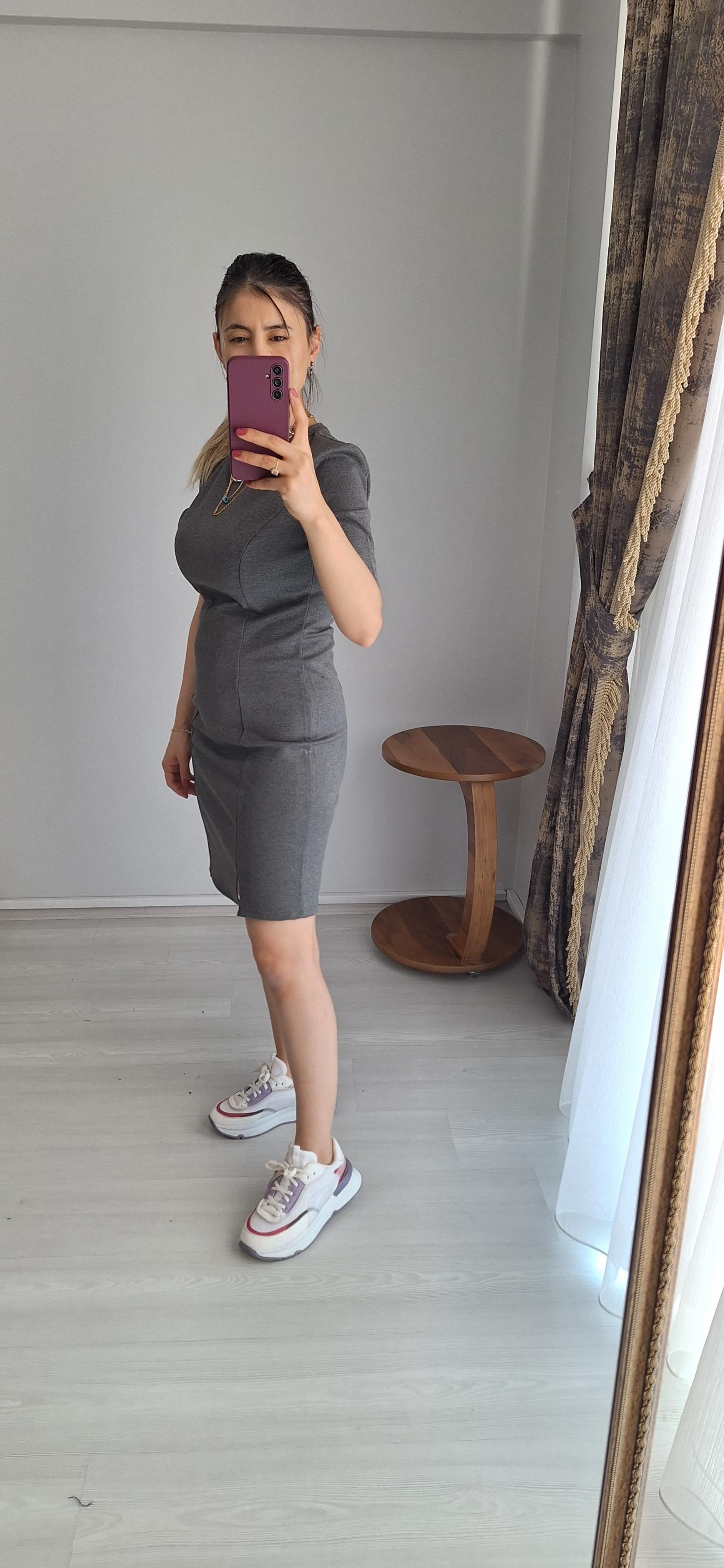 Basic elbise Çelik kumaş GRİ 