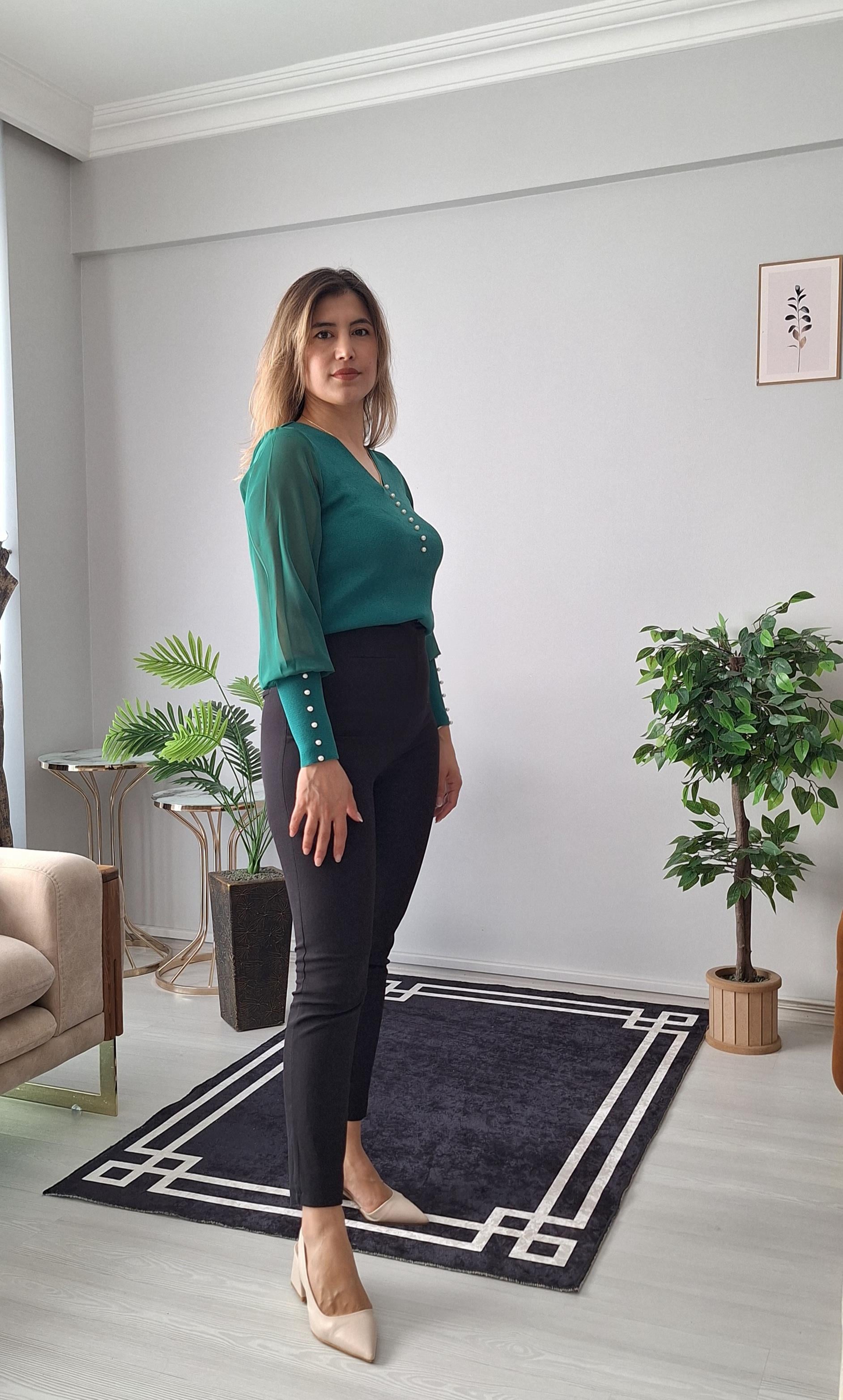 Şifon kol kazak 