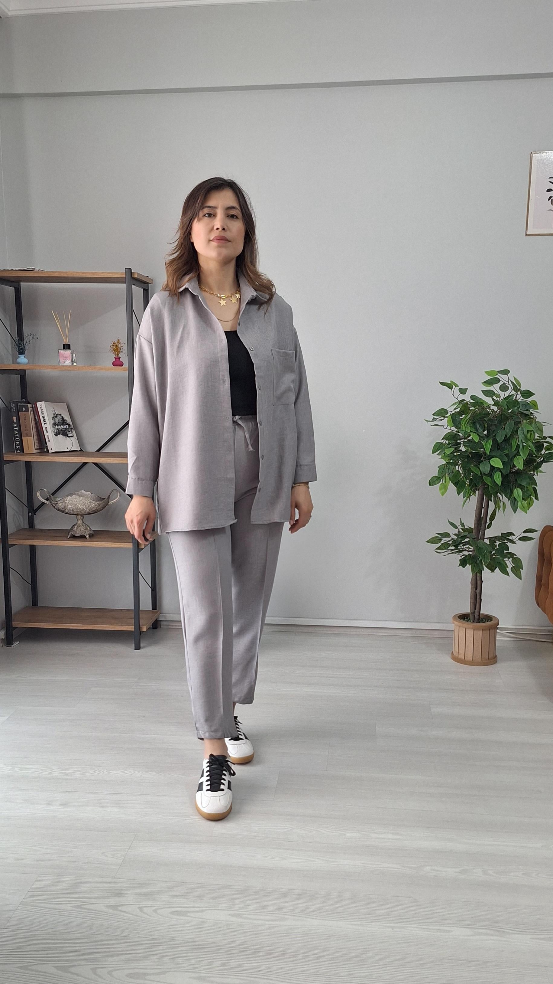 Sofia Keten İkili Takım gri