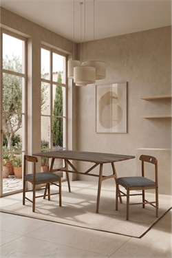 6 Kişilik Slim Ceviz Masa Takımı, 6 Adet Alaçatı Ceviz sandalye - 150x80