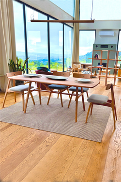 6 Kişilik Slim Masif Kayın Ahşap Masa Takımı, 6 Adet Slim Kayın Sandalye 150x80