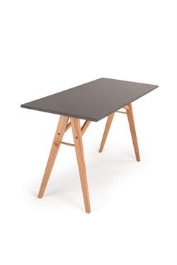 Akrobat Masif Kayın Ahşap Ayaklı Antrasit Çalışma Masası
