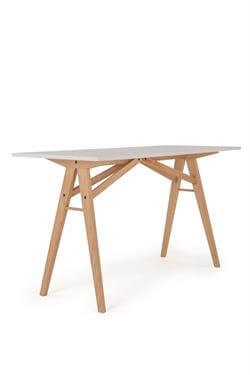 Akrobat Masif  Kayın Ahşap  Ayaklı Beyaz Çalışma Masası