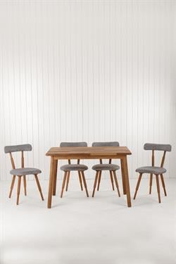 Alaçatı Masif Ceviz Masa Takımı, 4 Adet SD Nesrin Ceviz Sandalye 115x80 cm