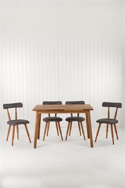 Alaçatı Masif Ceviz Masa Takımı, 4 Adet SD Nesrin Ceviz Sandalye 115x80 cm