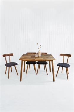 Alaçatı Masif Ceviz Masa Takımı, 4 Adet Nesrin Ceviz Sandalye - 115x80 cm