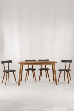 Alaçatı Masif Ceviz Masa Takımı, 6 Adet SD Nesrin Ceviz Sandalye 130x80 cm
