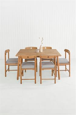 Alaçatı 6 kişilik Masif Kayın Masa Takımı, 6 Sandalye  - 130x80