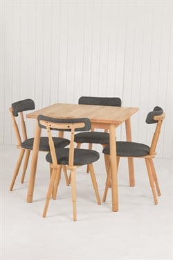 Alaçatı Masif Kayın Ahşap Masa Takımı 4 Adet Nesrin SD Sandalye  80x80 cm 
