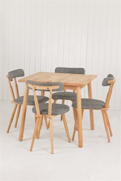 Alaçatı Masif Kayın Ahşap Masa Takımı 4 Adet Nesrin SD Sandalye  80x80 cm 