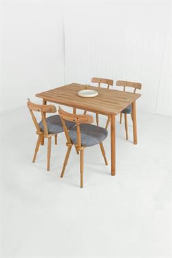 Alaçatı Masif Kayın Masa Takımı, 4 Adet Nesrin Kayın Sandalye - 115x80 cm