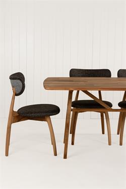 Slim Masif Ceviz Ahşap Masa Takımı, 6 Adet Hug Ceviz Masif Ahşap Sandalye - 150x80 cm 